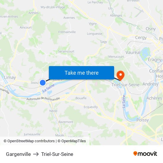 Gargenville to Triel-Sur-Seine map