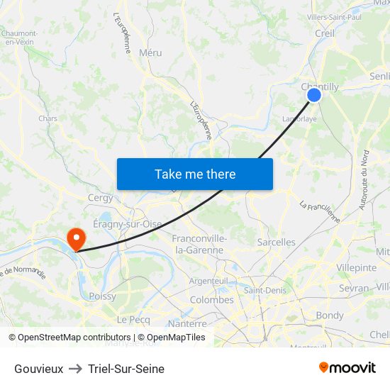 Gouvieux to Triel-Sur-Seine map