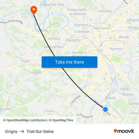 Grigny to Triel-Sur-Seine map