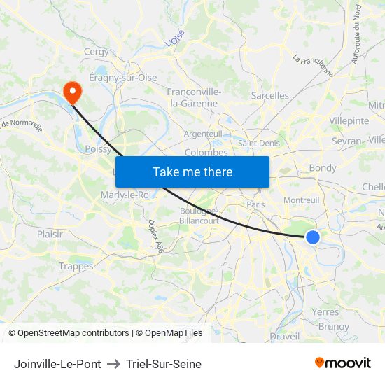 Joinville-Le-Pont to Triel-Sur-Seine map