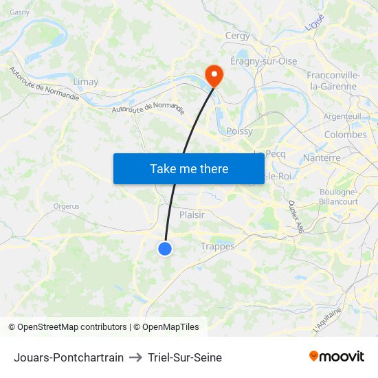Jouars-Pontchartrain to Triel-Sur-Seine map
