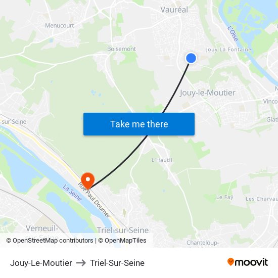 Jouy-Le-Moutier to Triel-Sur-Seine map