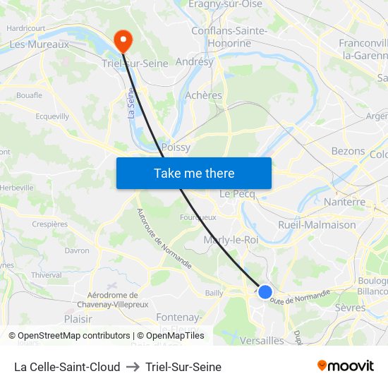 La Celle-Saint-Cloud to Triel-Sur-Seine map