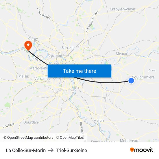 La Celle-Sur-Morin to Triel-Sur-Seine map