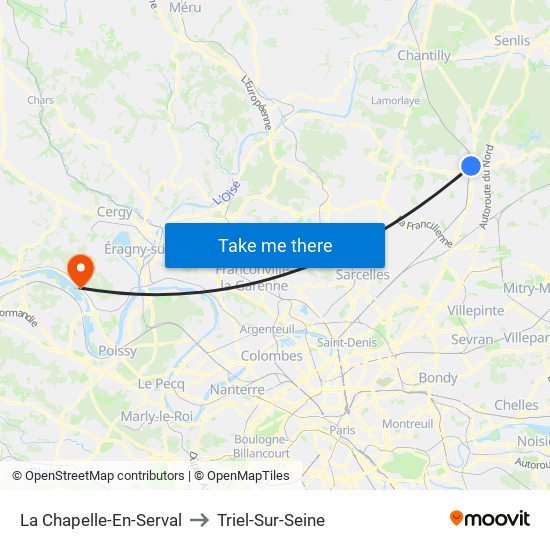 La Chapelle-En-Serval to Triel-Sur-Seine map