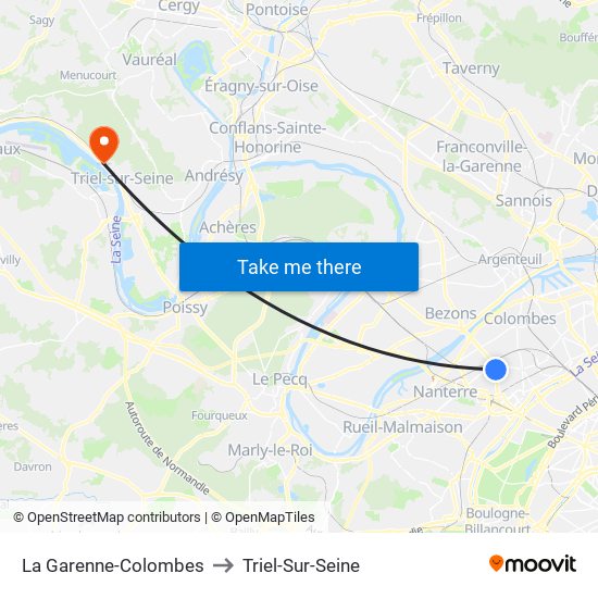 La Garenne-Colombes to Triel-Sur-Seine map