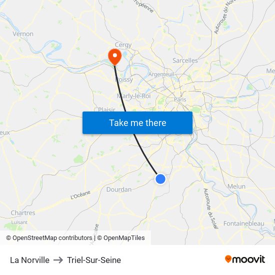 La Norville to Triel-Sur-Seine map