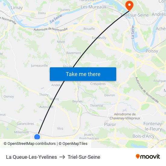 La Queue-Les-Yvelines to Triel-Sur-Seine map