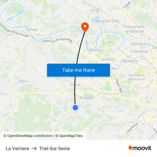 La Verriere to Triel-Sur-Seine map