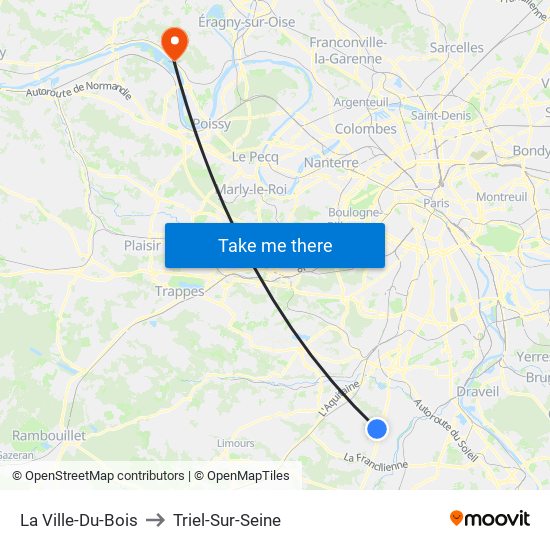 La Ville-Du-Bois to Triel-Sur-Seine map