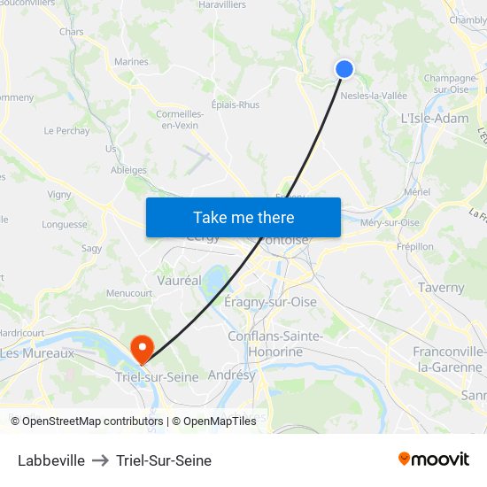 Labbeville to Triel-Sur-Seine map