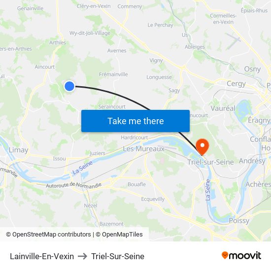 Lainville-En-Vexin to Triel-Sur-Seine map