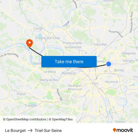 Le Bourget to Triel-Sur-Seine map