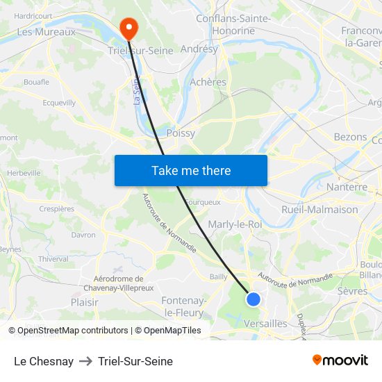 Le Chesnay to Triel-Sur-Seine map