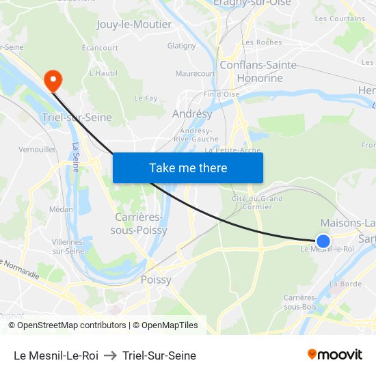 Le Mesnil-Le-Roi to Triel-Sur-Seine map