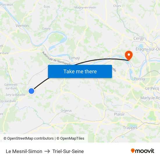Le Mesnil-Simon to Triel-Sur-Seine map