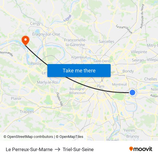 Le Perreux-Sur-Marne to Triel-Sur-Seine map