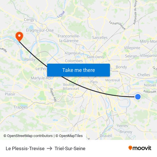 Le Plessis-Trevise to Triel-Sur-Seine map
