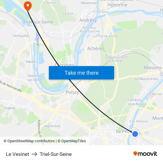 Le Vesinet to Triel-Sur-Seine map