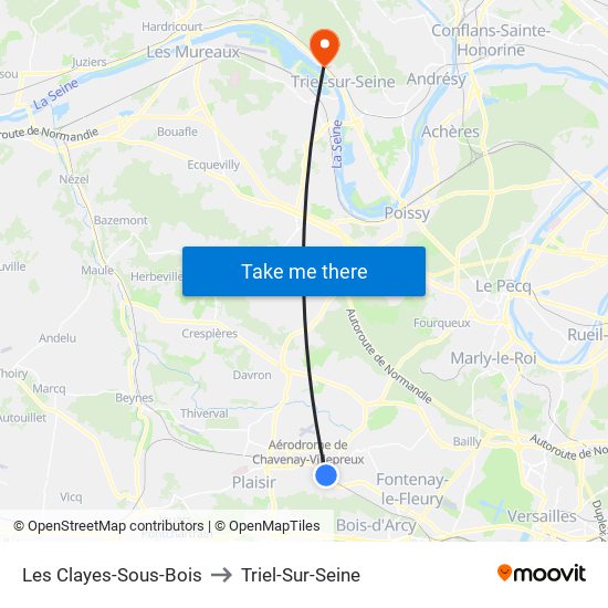 Les Clayes-Sous-Bois to Triel-Sur-Seine map