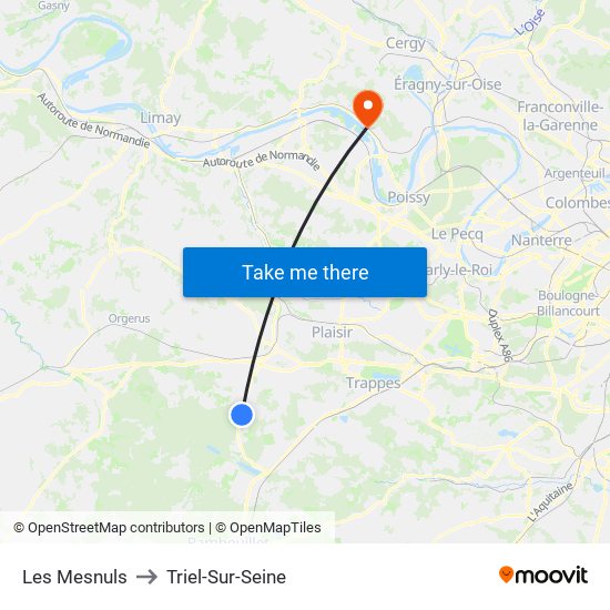 Les Mesnuls to Triel-Sur-Seine map