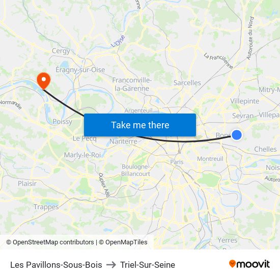 Les Pavillons-Sous-Bois to Triel-Sur-Seine map