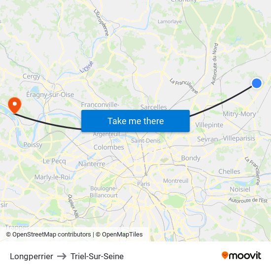 Longperrier to Triel-Sur-Seine map