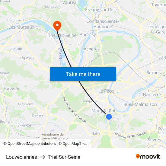 Louveciennes to Triel-Sur-Seine map