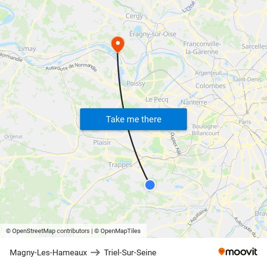 Magny-Les-Hameaux to Triel-Sur-Seine map