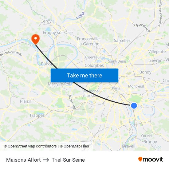 Maisons-Alfort to Triel-Sur-Seine map