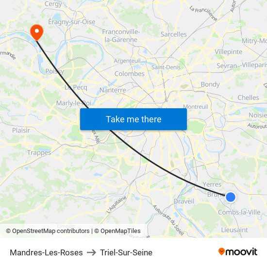 Mandres-Les-Roses to Triel-Sur-Seine map