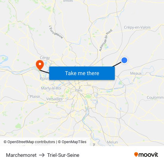 Marchemoret to Triel-Sur-Seine map