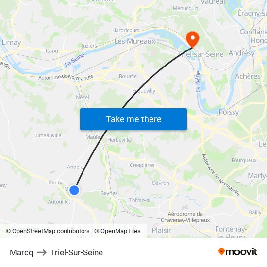 Marcq to Triel-Sur-Seine map