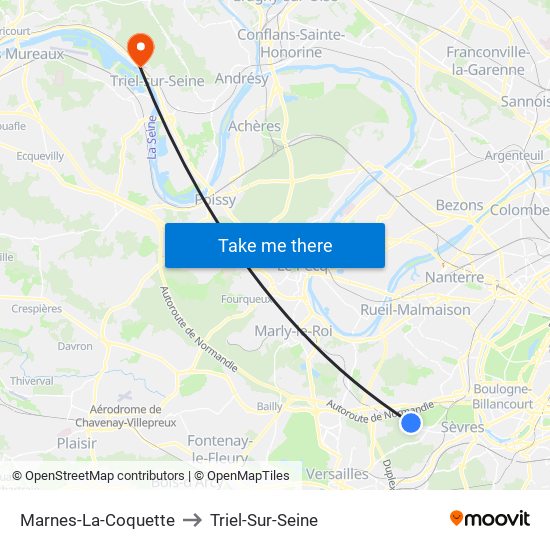 Marnes-La-Coquette to Triel-Sur-Seine map