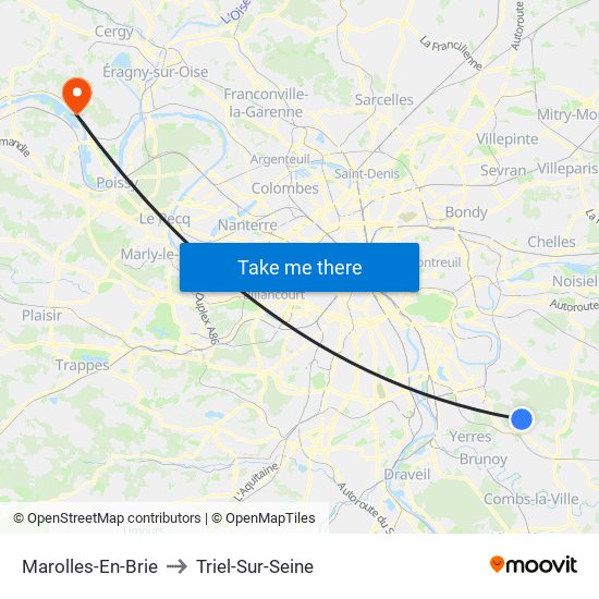 Marolles-En-Brie to Triel-Sur-Seine map