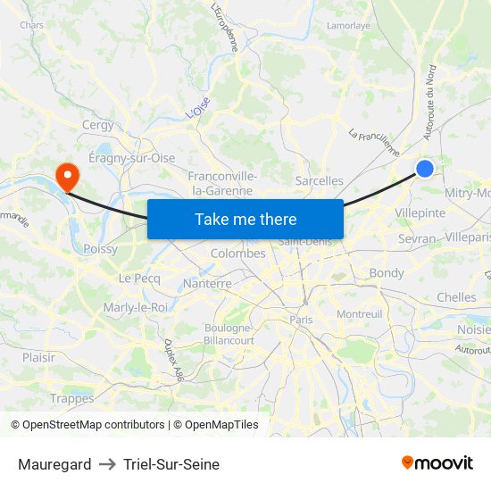 Mauregard to Triel-Sur-Seine map