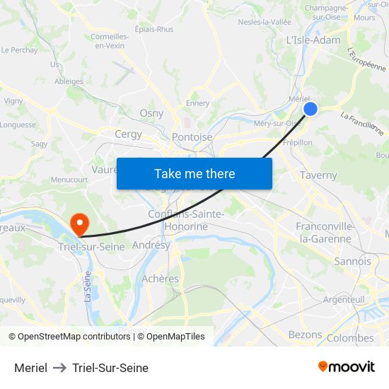 Meriel to Triel-Sur-Seine map