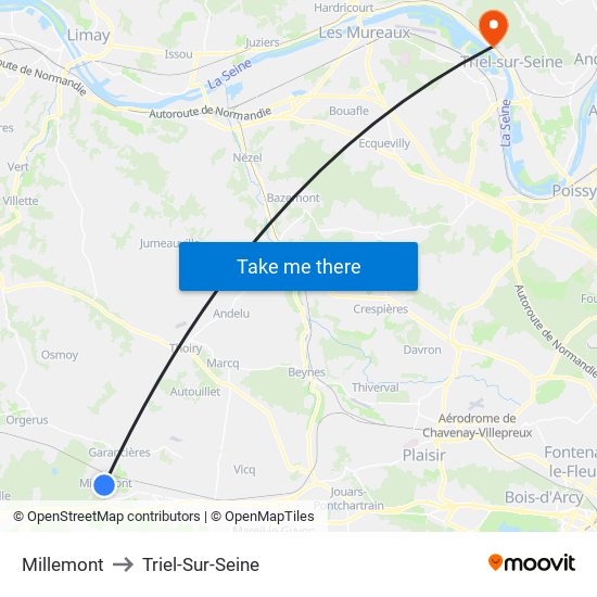 Millemont to Triel-Sur-Seine map