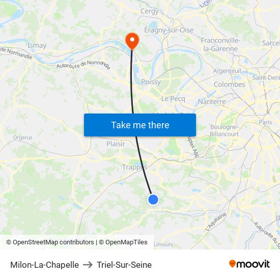 Milon-La-Chapelle to Triel-Sur-Seine map
