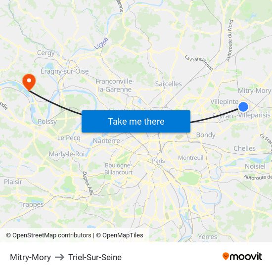 Mitry-Mory to Triel-Sur-Seine map