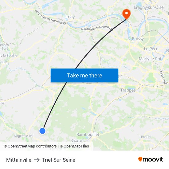 Mittainville to Triel-Sur-Seine map