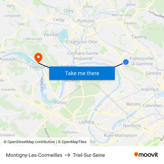 Montigny-Les-Cormeilles to Triel-Sur-Seine map