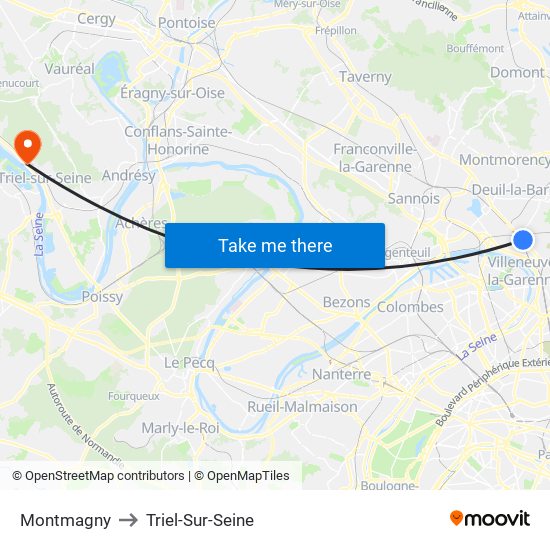 Montmagny to Triel-Sur-Seine map