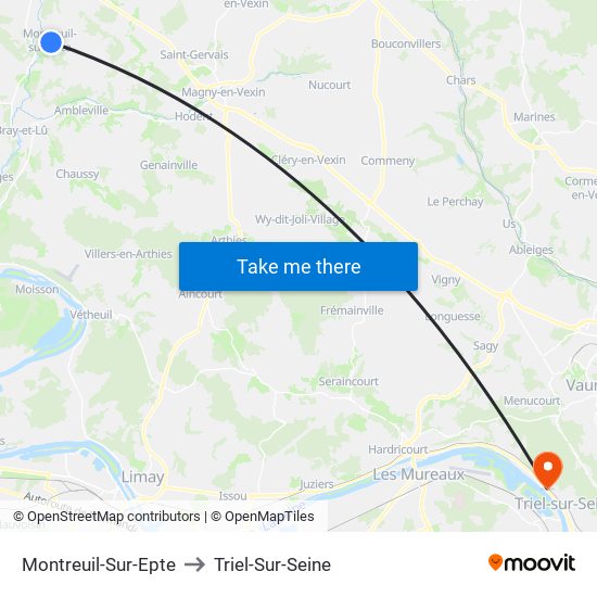 Montreuil-Sur-Epte to Triel-Sur-Seine map