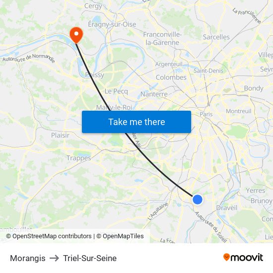 Morangis to Triel-Sur-Seine map