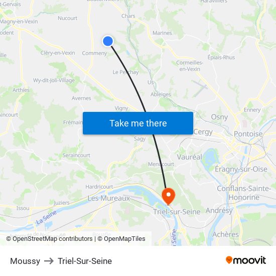 Moussy to Triel-Sur-Seine map