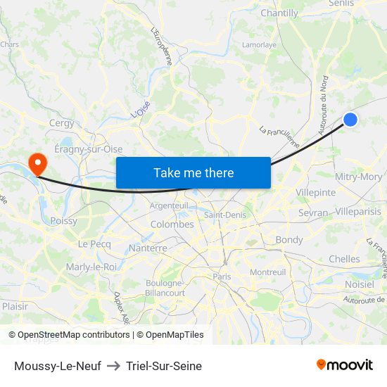 Moussy-Le-Neuf to Triel-Sur-Seine map