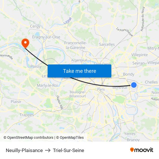 Neuilly-Plaisance to Triel-Sur-Seine map