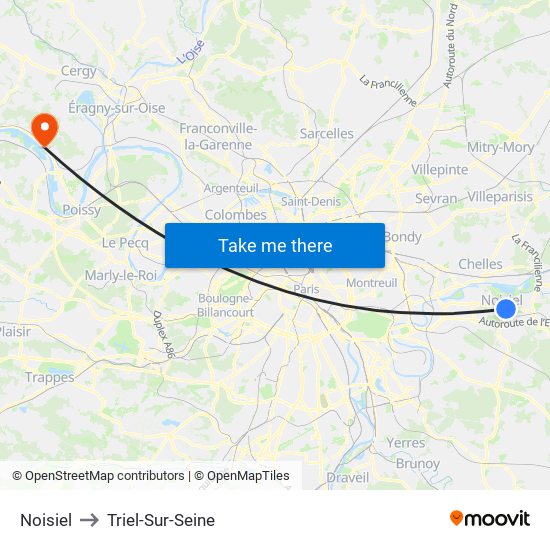 Noisiel to Triel-Sur-Seine map