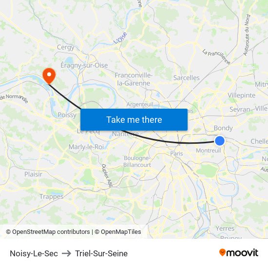 Noisy-Le-Sec to Triel-Sur-Seine map